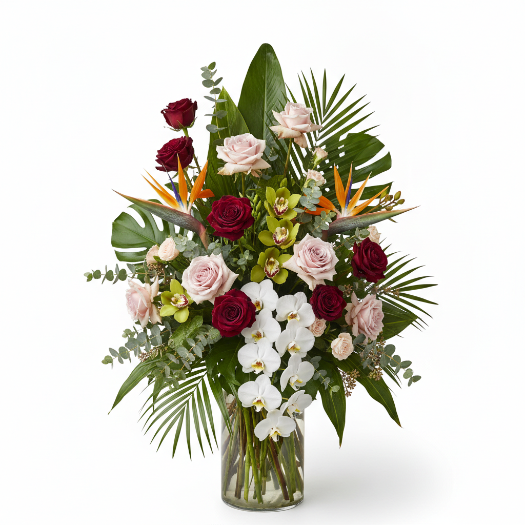 Uptown Chic — Tall Vase Roses & Orchids Arrangement from Citywide Florists NYC