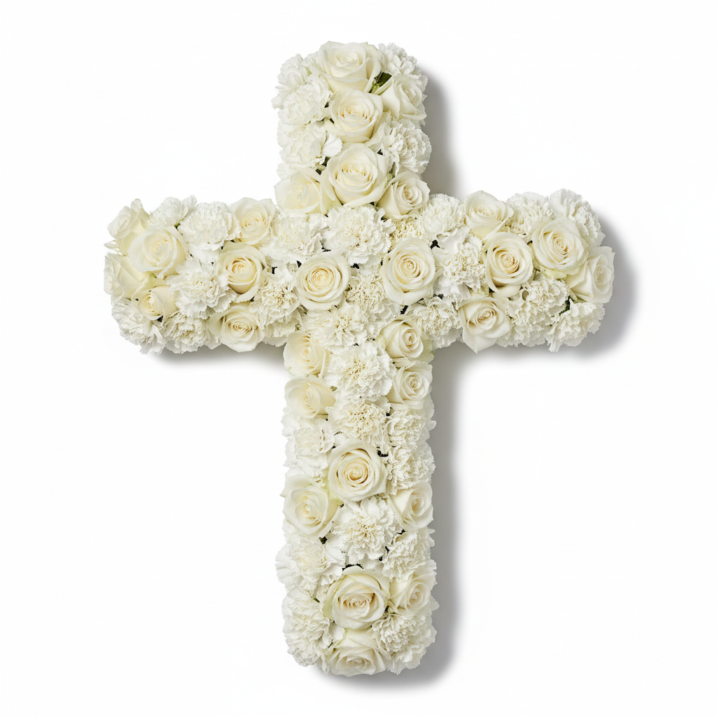White Sympathy Cross — White Floral Cross Tribute from Citywide Florists NYC